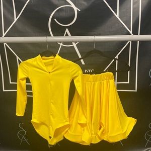 Girl’s Yellow Ballroom Leotard and Skirt